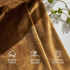 Lazzzy Blackout Velvet Curtains Gold Thermal Insulated Curtains 90 Inch Long Drapes For Bedroom Living Room Darkening Window Treatments Grommet Living Room Curtains Set Of 2 Panels Gold Brown