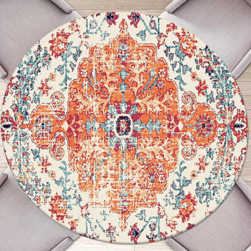 Ethnic Boho Round Fitted Tablecloth With Elastic Round Outdoor Tablecloth Round Elastic Tablecloth For Round Tables Waterproof W