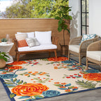 Nourison Aloha Indoor/Outdoor Modern Multicolor 7'10' X 10'6' Area Rug, Easy Cleaning, Non Shedding, Bed Room, Living Room, Dining Room, Kitchen (8X11)