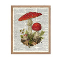 Poster Master Vintage Dictionary Poster - Retro Botanical Print - Gift for Gardener, Housewarming - Red Mushroom, Book Page - Wa