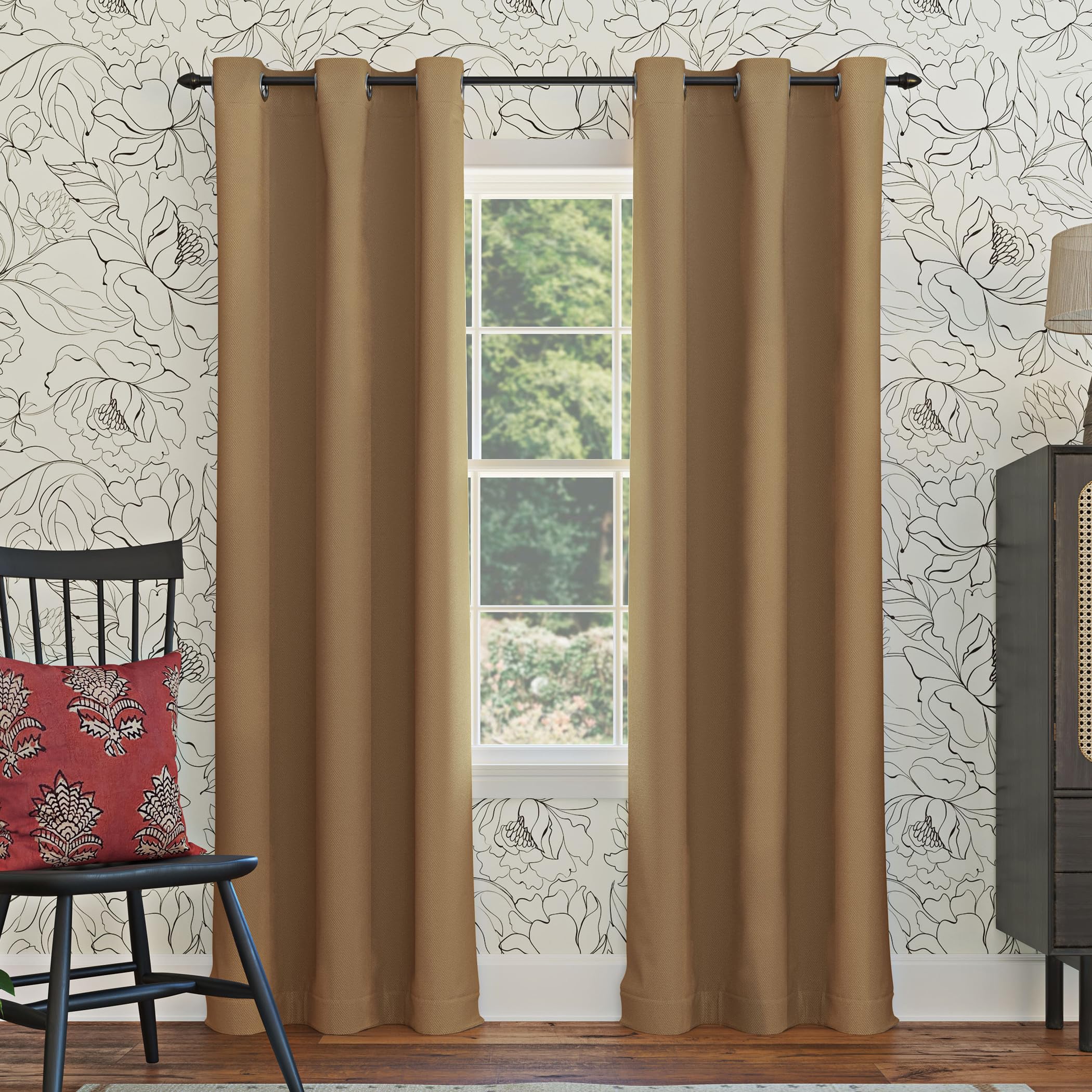 Sun Zero Easton Energy Saving Blackout Grommet Curtain Panel, 40 x 54, Taupe