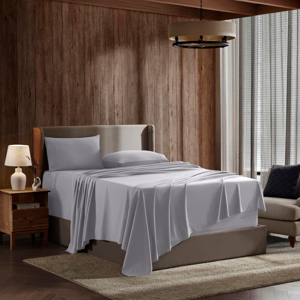 Nestl King Size Sheets Set - 4 Piece King Sheets, Deep Pocket, Hotel Luxury, Extra Soft, Breathable And Cooling, Grey Lavender King Bed Sheets