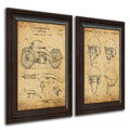 2 pc Framed Modern Patent Set - Harley Motorcycle Bikers 14x17 each