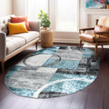 Rugshop Contemporary Abstract Circle Design Soft Oval Area Rug 5' x 7' Gray
