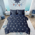 Feelyou Anchor Comforter Set 7 Pieces Queen Size Nautical Themed Bedding Set For Boys Girls Coastal Sea Adventure Bed In A Bag W