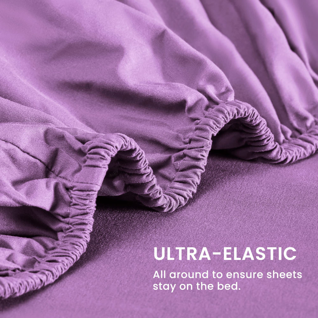 Sleep Zone Nanotex Super Soft Cooling King Bed Sheets Set 4 Piece - Easy Care Fitted Flat Sheet & Pillowcase Sets - Wrinkle Free, Fade Resistant, Deep Pocket 16' (Lavender, King)