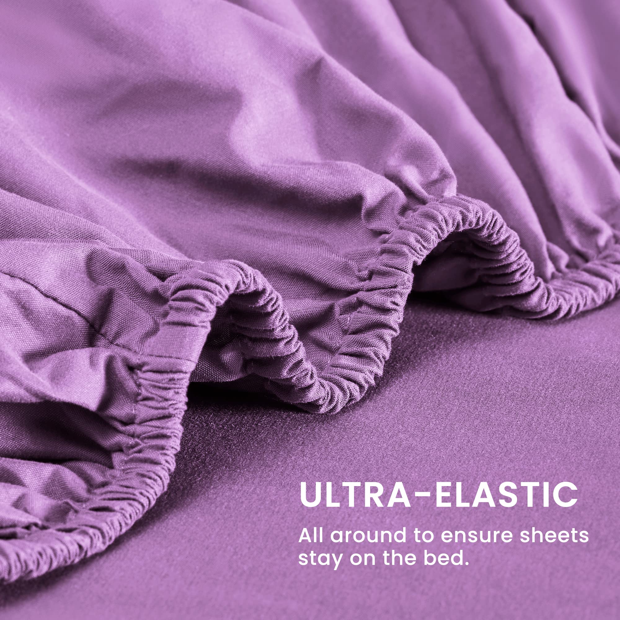 Sleep Zone Nanotex Super Soft Cooling King Bed Sheets Set 4 Piece - Easy Care Fitted Flat Sheet & Pillowcase Sets - Wrinkle Free, Fade Resistant, Deep Pocket 16' (Lavender, King)