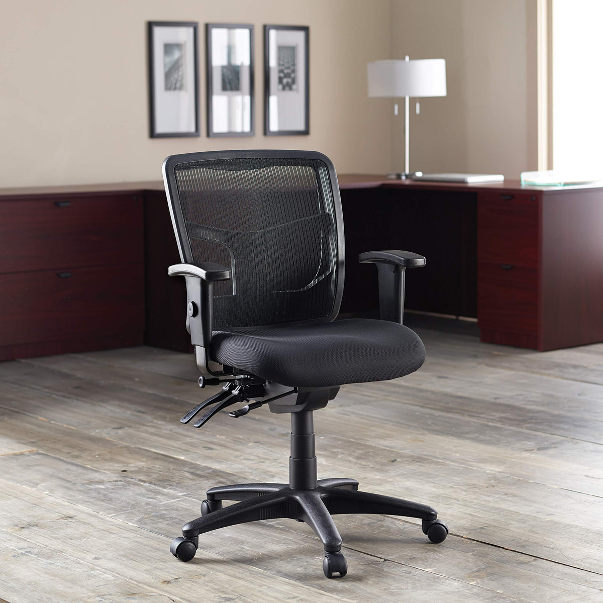 Lorell LLR86802 Managerial Swivel Mesh Mid-Back Chair