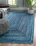 Unique Loom Braided Chindi Collection Area Rug - Layer (4 1 x 6 1 Rectangle, Blue/ Navy Blue)