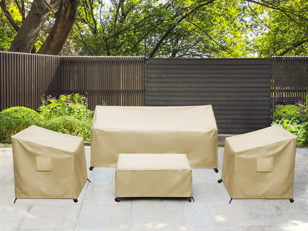 Baner Garden Patio Furniture Covers,Outdoor Furniture Cover Waterproof,Patio Furniture Set Covers For 4 Piece Outdoor Conversation Set,Patio Covers Set-Xx-Large (Beige)