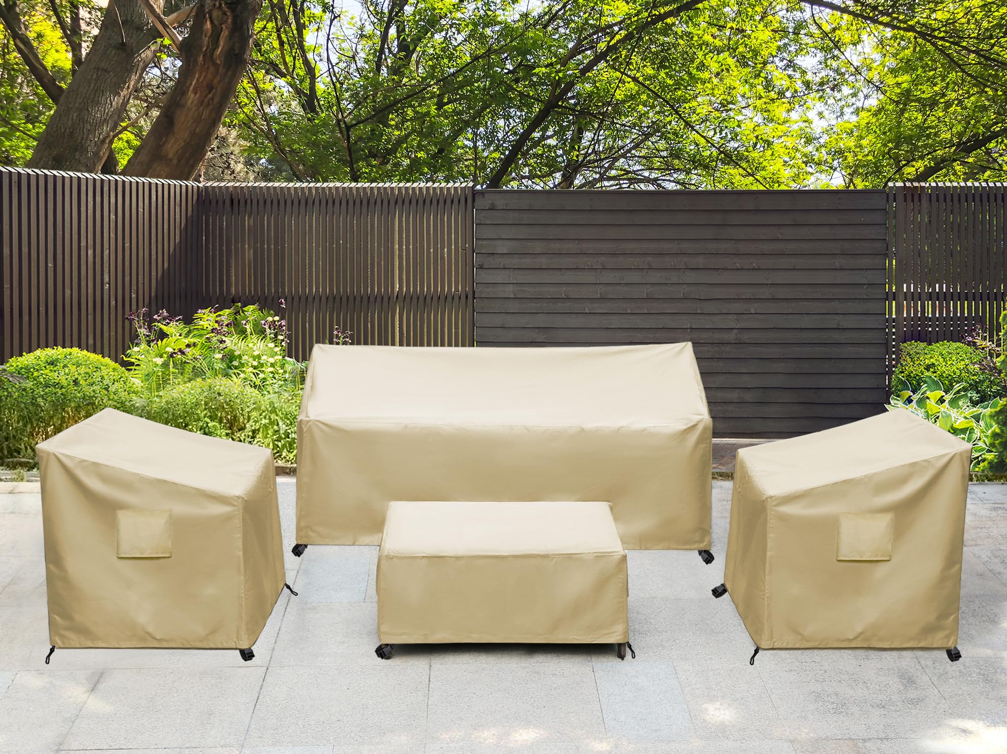 Baner Garden Patio Furniture Covers,Outdoor Furniture Cover Waterproof,Patio Furniture Set Covers For 4 Piece Outdoor Conversation Set,Patio Covers Set-Xx-Large (Beige)