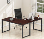 SHW L-Shape Corner Office Computer Desk OD-05A-C Engineered Wood Cherry 55 x 60 Inches