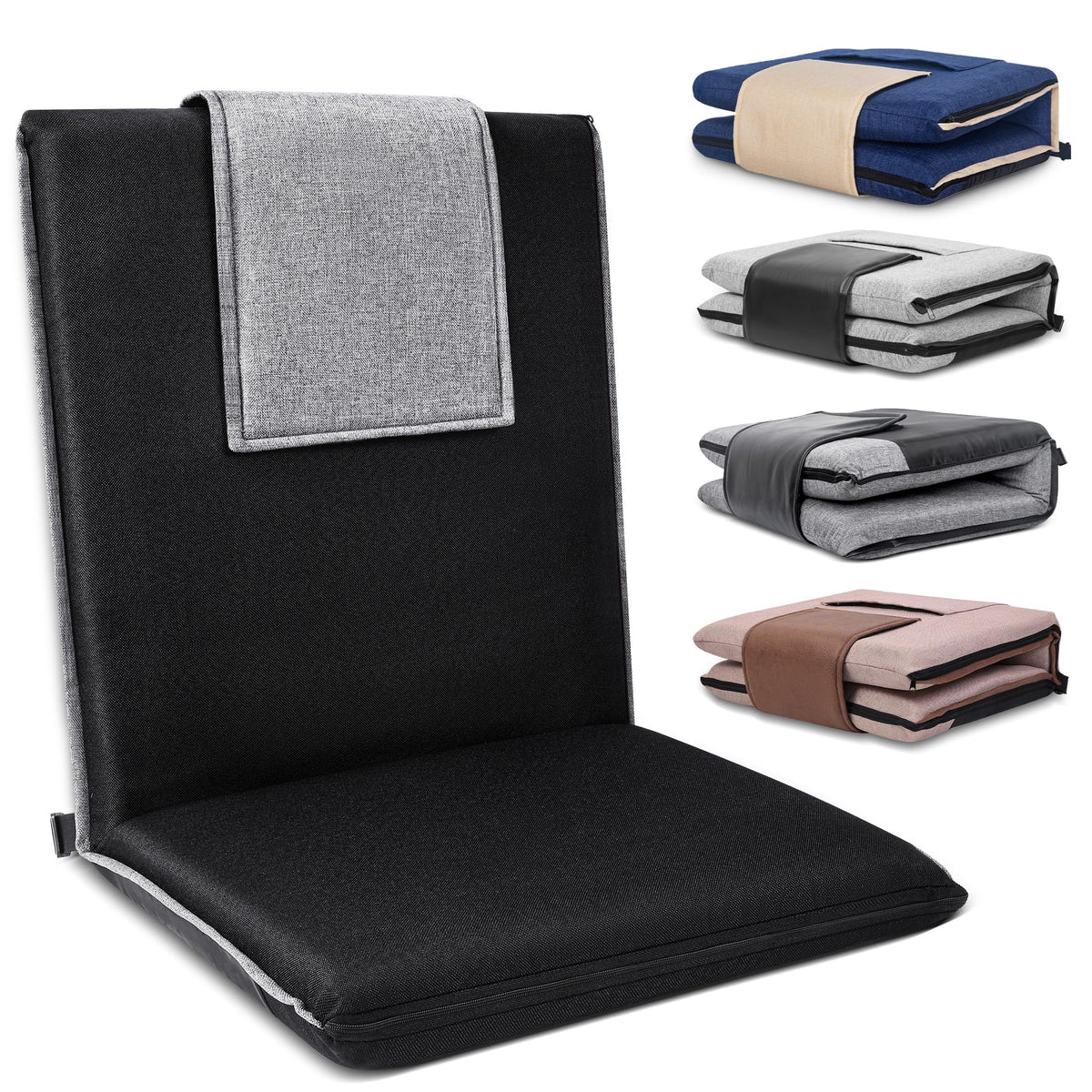 Fastmoment 14-Position Adjustable Portable Foldable Meditation Chair With Japanese Koyo Bearings & Washable Linen Cover (Black)