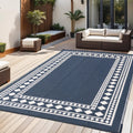 Rurality Outdoor Rugs 6X9 Waterproof For Patios Clearance,Plastic Straw Mats For Backyard,Porch,Deck,Balcony,Black And Beige