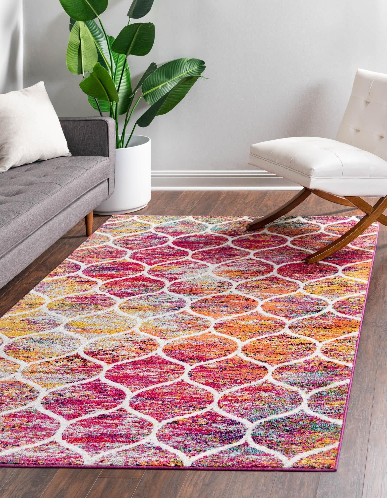 Unique Loom Trellis Frieze Collection Area Rug - Rounded (3' 3'' x 5' 3'', Multi/ Black)