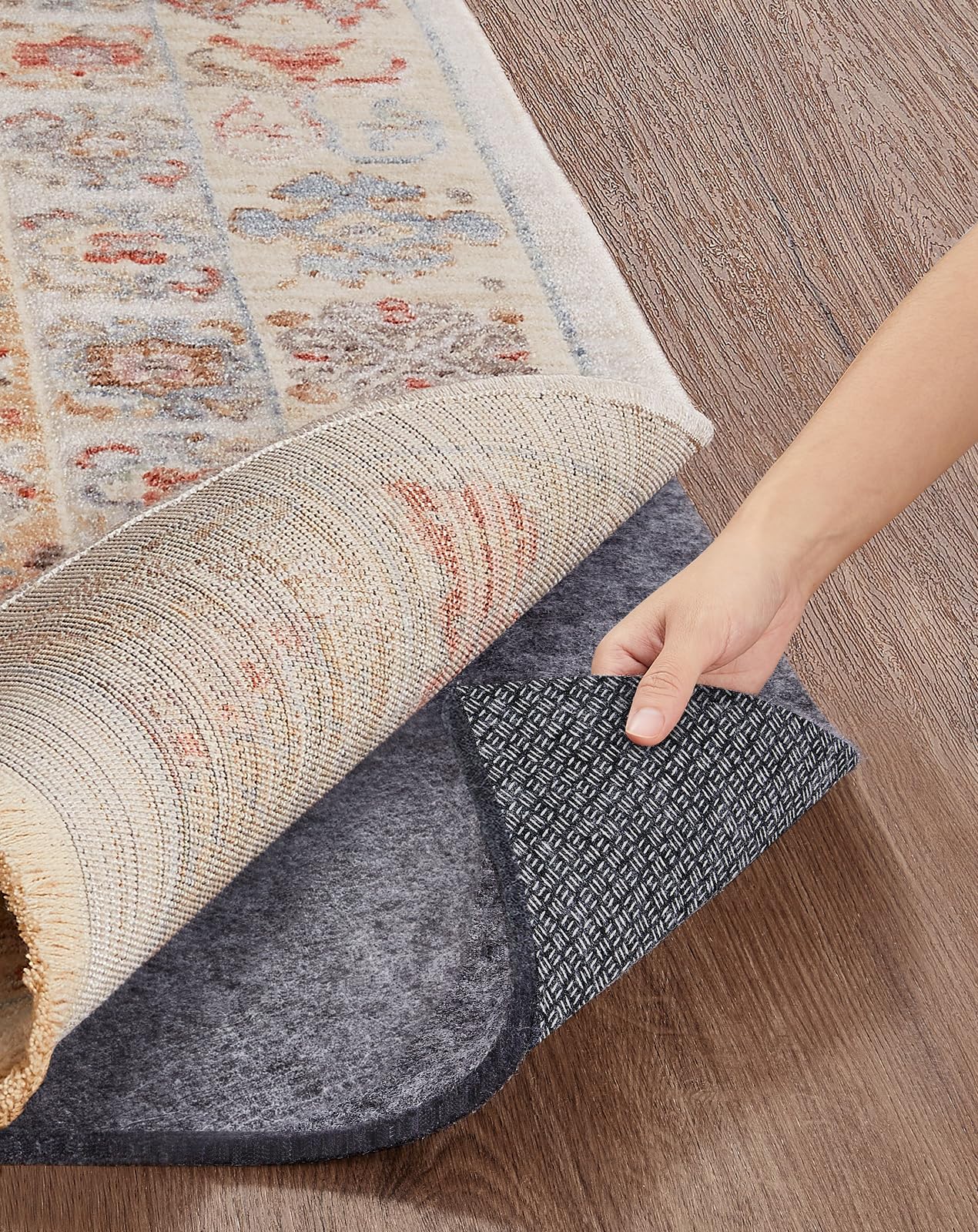 Veken Non Slip Cushioned Runner Rug Pad Gripper 2 x 6 Ft, Felt and Silicone Backing, 1/4 inch Thick Carpet Liner for Hardwood Fl