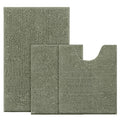 BYSURE Sage Green Bathroom Rugs Sets 3 Piece Non Slip Extra Absorbent Plush Chenille Soft Washable Bath Mats