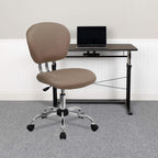 Flash Furniture Beverly Mid-Back Coffee Brown Mesh Padded Swivel Task Office Chair with Chrome Base