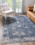 Rugs.com Oregon Collection Rug - 4 x 6 Blue Low-Pile Rug Perfect for Living Rooms, Large Dining Rooms, Open Floorplans