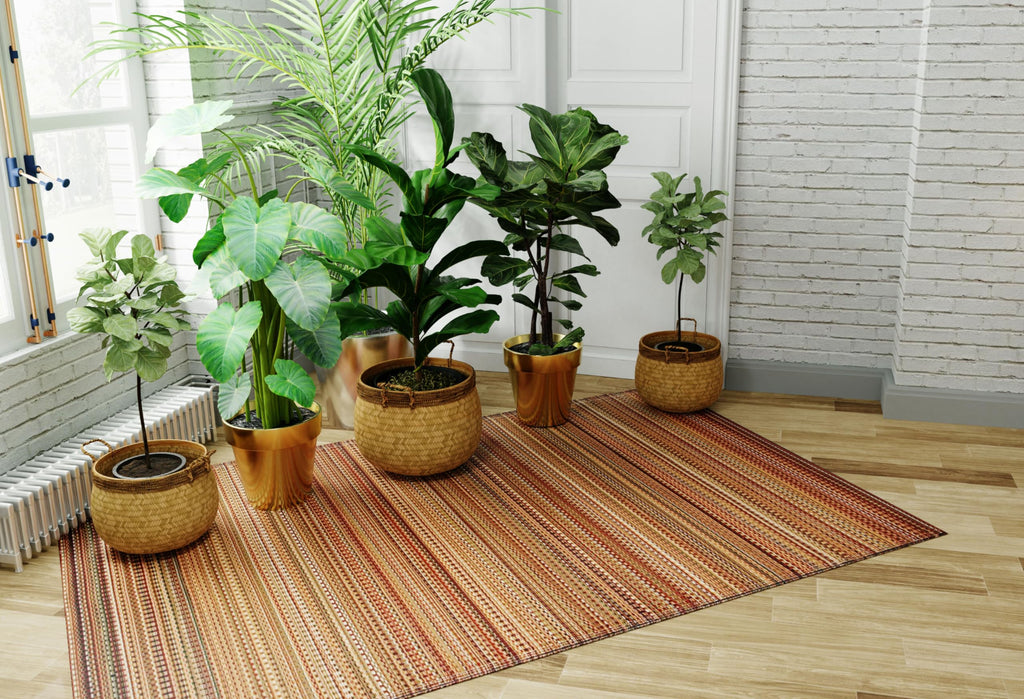Mad Mats Geometric Outdoor Rug, Reversible Plastic Mat (6' X 9', Mix - Earth)