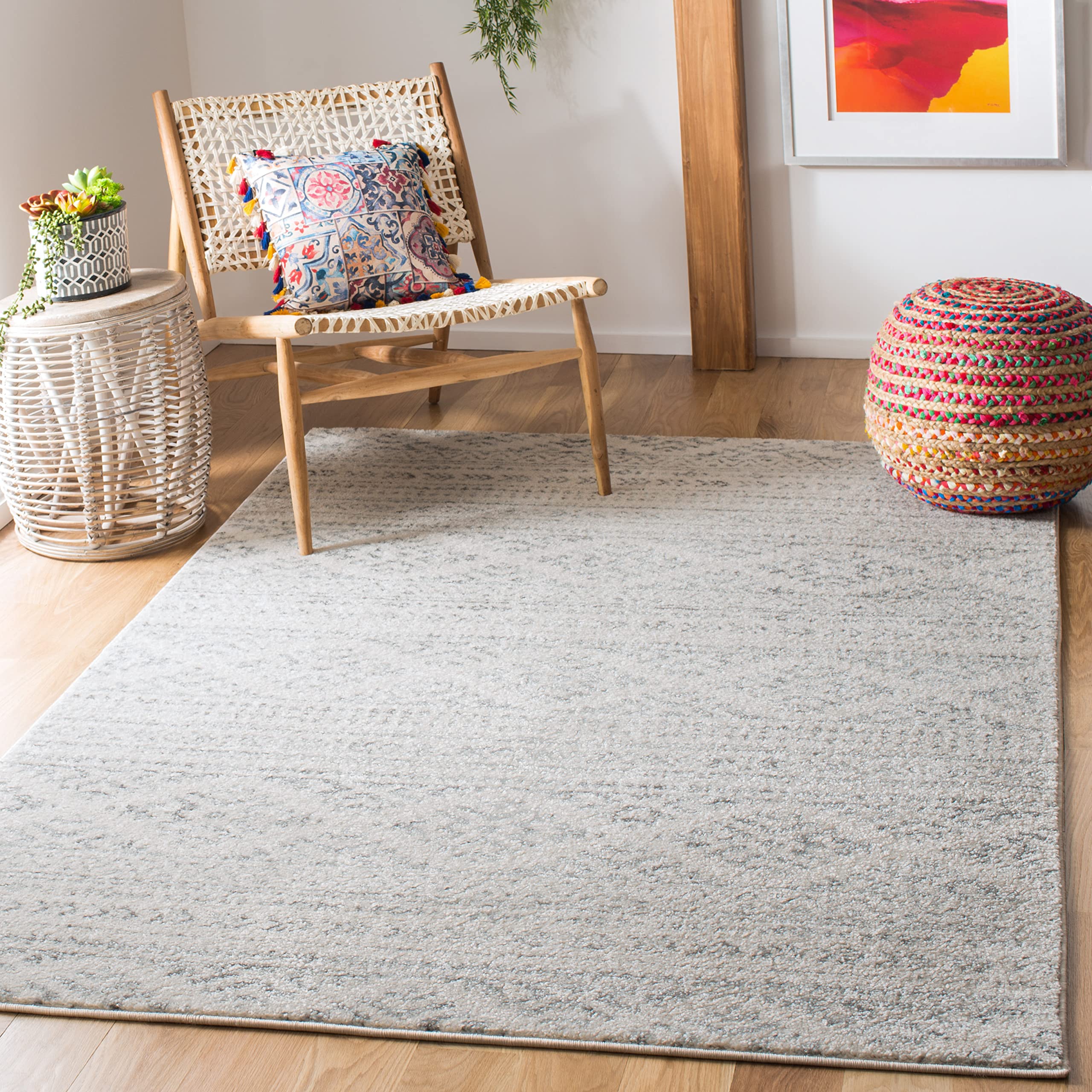 SAFAVIEH Tulum Collection 10 Square Ivory/Grey TUL272A Moroccan Boho Tribal Non-Shedding Area Rug