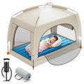 QPAU Inflatable Toddler Travel Bed with Tent - Lightweight Blow Up Kids Air Mattress with Hand Pump - Indoor & Outdoor Portable 