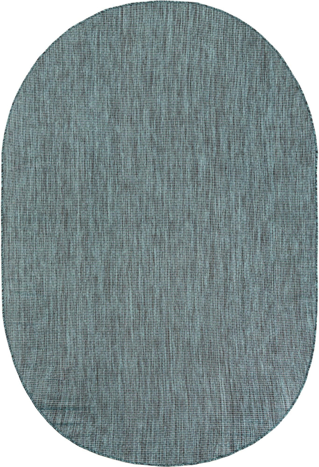 Unique Loom Outdoor Solid Collection Area Rug (6' 1'' X 9' Oval Teal/Navy Blue)