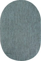 Unique Loom Outdoor Solid Collection Area Rug (6' 1'' X 9' Oval Teal/Navy Blue)