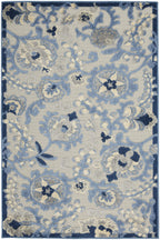 Nourison Aloha Indoor/Outdoor Blue/Grey 3' X 5' Area -Rug, Easy -Cleaning, Non Shedding, Bed Room, Living Room, Dining Room, Backyard, Deck, Patio (3X5)