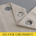 Nicetown Farmhouse Style 100% Blackout Oatmeal Linen Curtains 90 Inches Length, 2 Panels, 52' W, Room Cooling Window Draperies With Thermal Insulated Liners For Dining Room