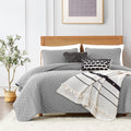 Roaringwild Light Grey King Size Quilt Bedding Sets With Pillow Shams, Lightweight Bedspread Coverlet, Quilted Blanket Thin Comf