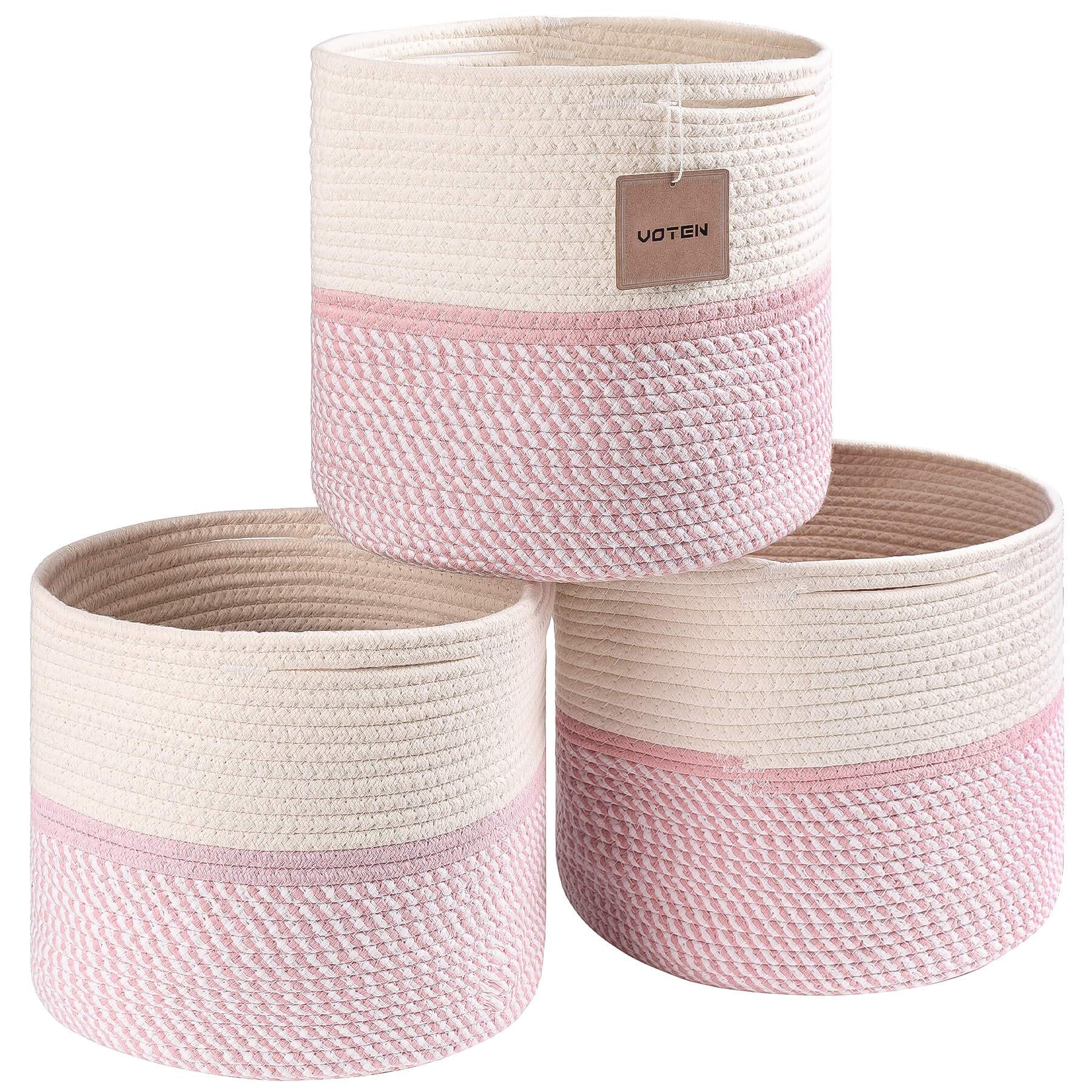 voten Cube Storage Baksets Bins 11x11 Fit 12x12 Organizer Bookcases Shelving,Stylish&Durable Woven Cotton Basket Containers for 
