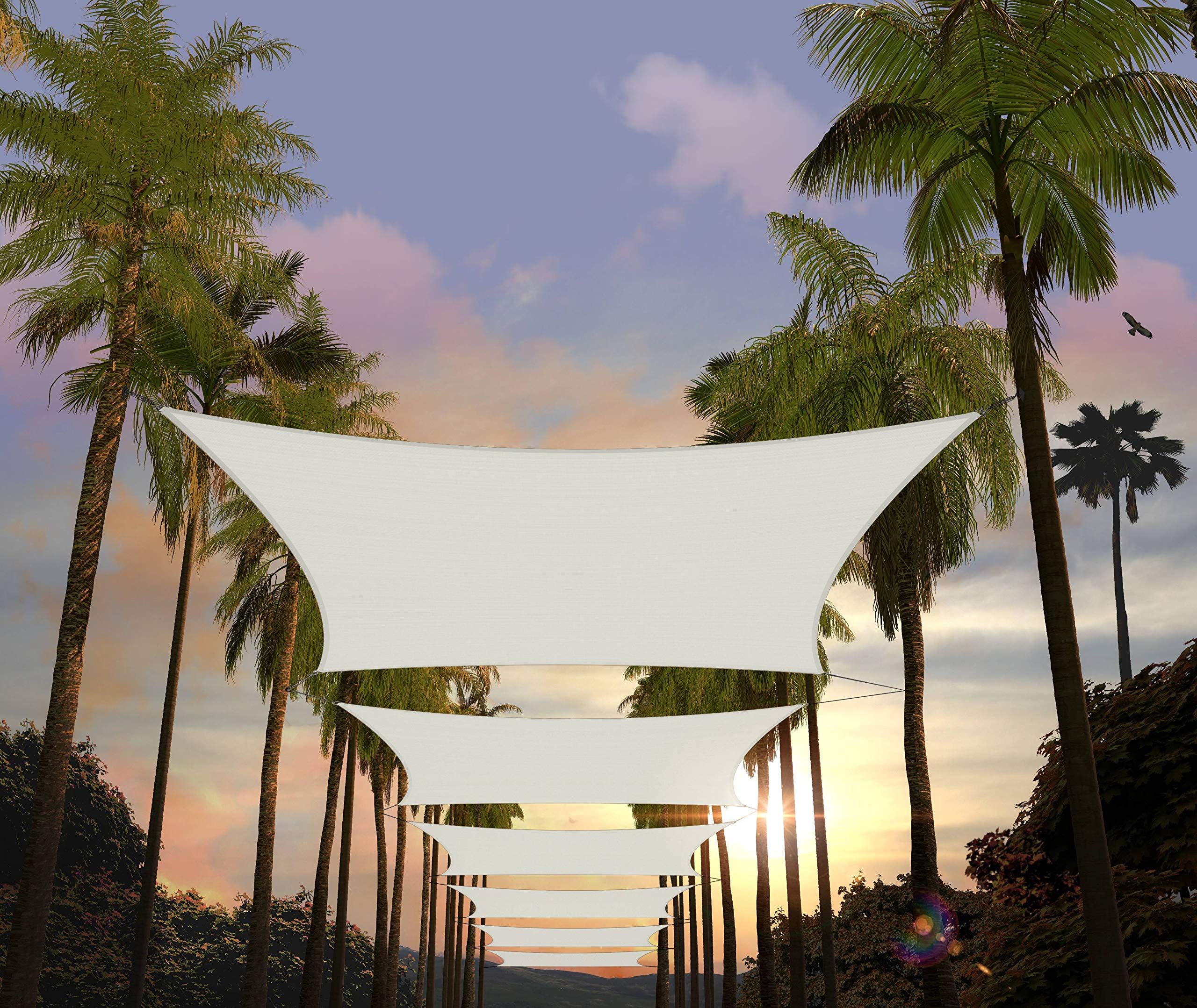 Amgo 8' X 14' White Rectangle Sun Shade Sail Canopy Awning Upf50+ Agtapr0814, 95% Uv Blockage, Water & Air Permeable, Commercial