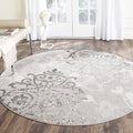SAFAVIEH Adirondack Collection 11 Round Silver / Ivory ADR114B Floral Glam Damask Distressed Non-Shedding Dining Room Entryway 