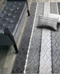 ORFA HOME Custom Cut Hallway Runner Rug, Slip Resistant, 31 Inch Wide X Your Choice of Length, Damask Anthracite, 31 Inch X 23 f