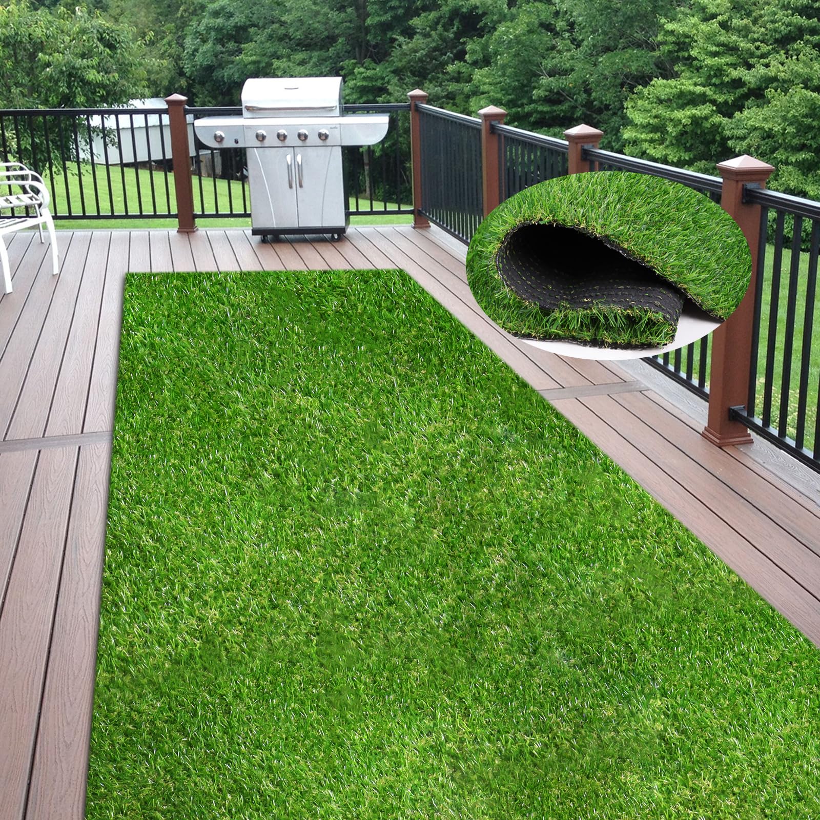 Weidear Artificial Grass 6 Ft X 30 Ft, 0.8 Inch Fake Grass Mat, 4 Tones Synthetic Turf Rug, Indoor Outdoor Turf Grass For Dogs P