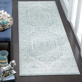 SAFAVIEH Adirondack Collection Runner Rug - 26 x 16, Slate & Ivory, Oriental Medallion Design, Non-Shedding & Easy Care, Ideal