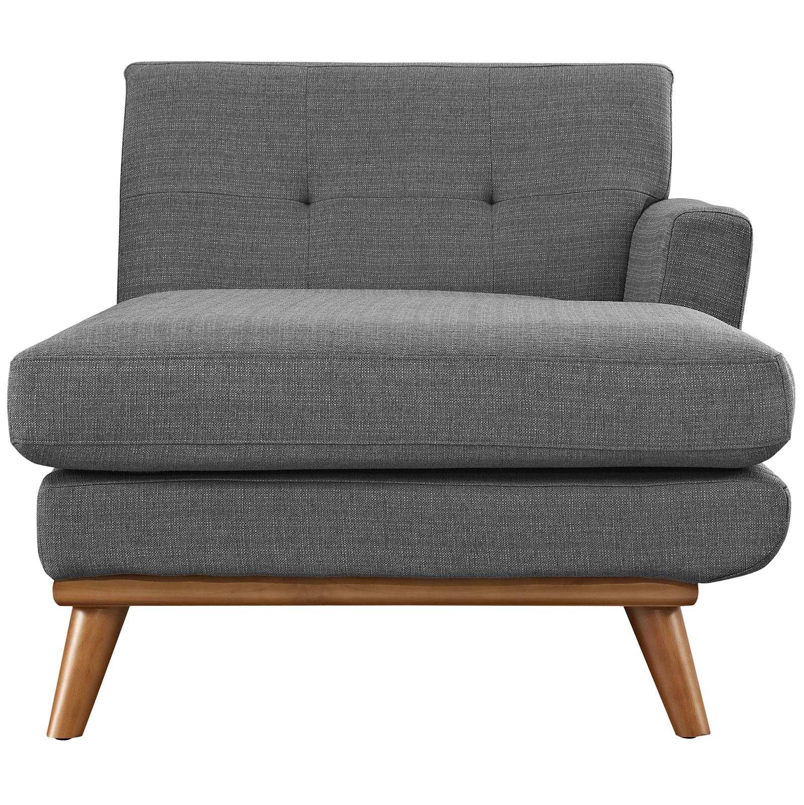 Modway Engage Mid-Century Modern Upholstered Fabric Right-Arm Chaise In Gray