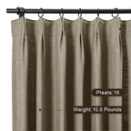 Twopages Double Layer Lined Curtain Taupe Grey Linen Blend Light Filtering Pinch Pleat Curtain For Kitchen, Room Darkening Windo