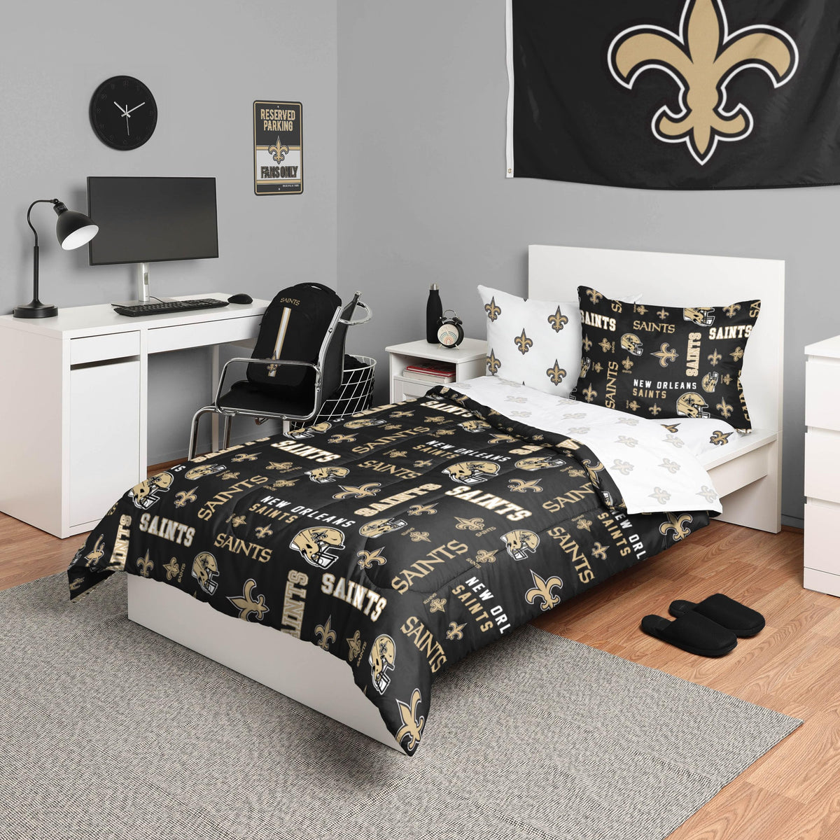 Foco New Orleans Saints Nfl Team Color Bed In A Bag Comforter Bedding 5 Piece Twin Set