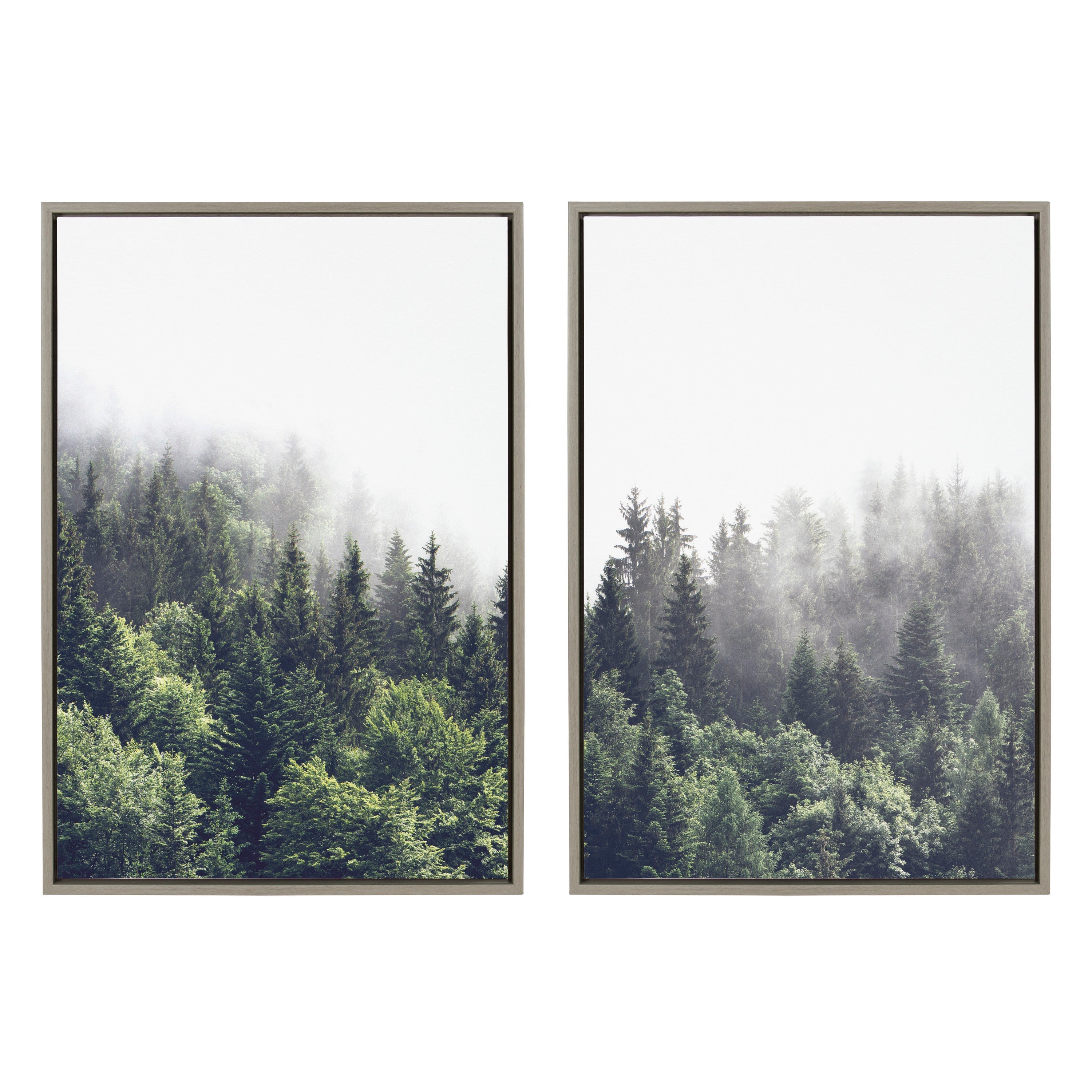 Sylvie Lush Green Forest on a Foggy Day Framed Canvas Set by The Creative Bunch Studio