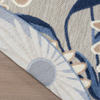 Nourison Aloha Outdoor Blue Grey 5'3' X Round Area Rug, Easy Cleaning, Non Shedding, Bed Room, Living Room, Dining Room, Deck, Backyard, Patio (5 Round)