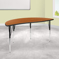 Flash Furniture 60 Half Circle Wave Collaborative Oak Thermal Laminate Activity Table - Standard Height Adjustable Legs