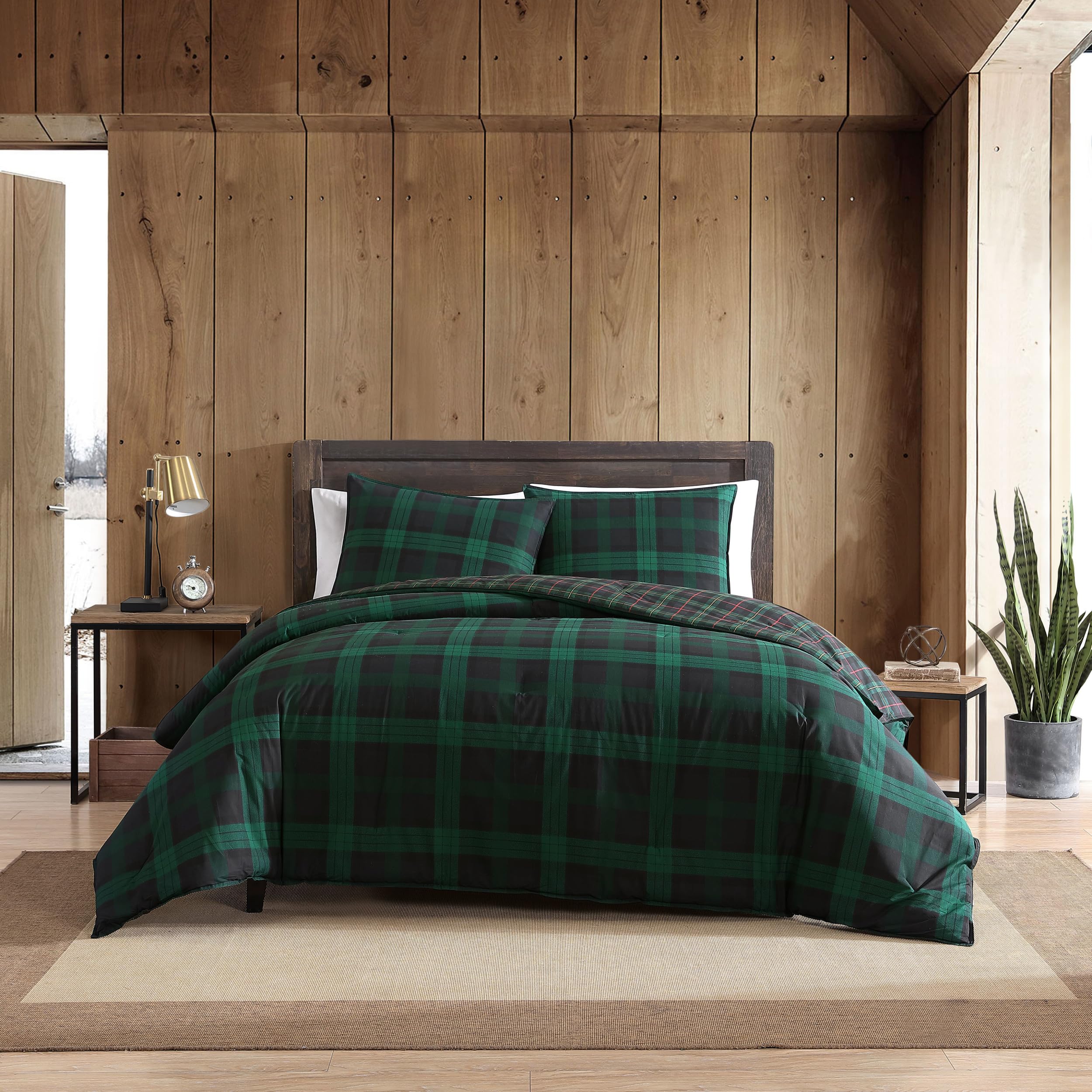 Eddie Bauer Home - King Comforter Set, Cotton Reversible Bedding With Matching Shams, Stylish Plaid Home Decor (Woodland Tartan
