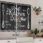 Laifzere Black Farmhouse Rustic Kitchen Curtains Wooden Wood Small Short Cafe Window Curtains Vintage Fork Spoon Retro Barn Bath
