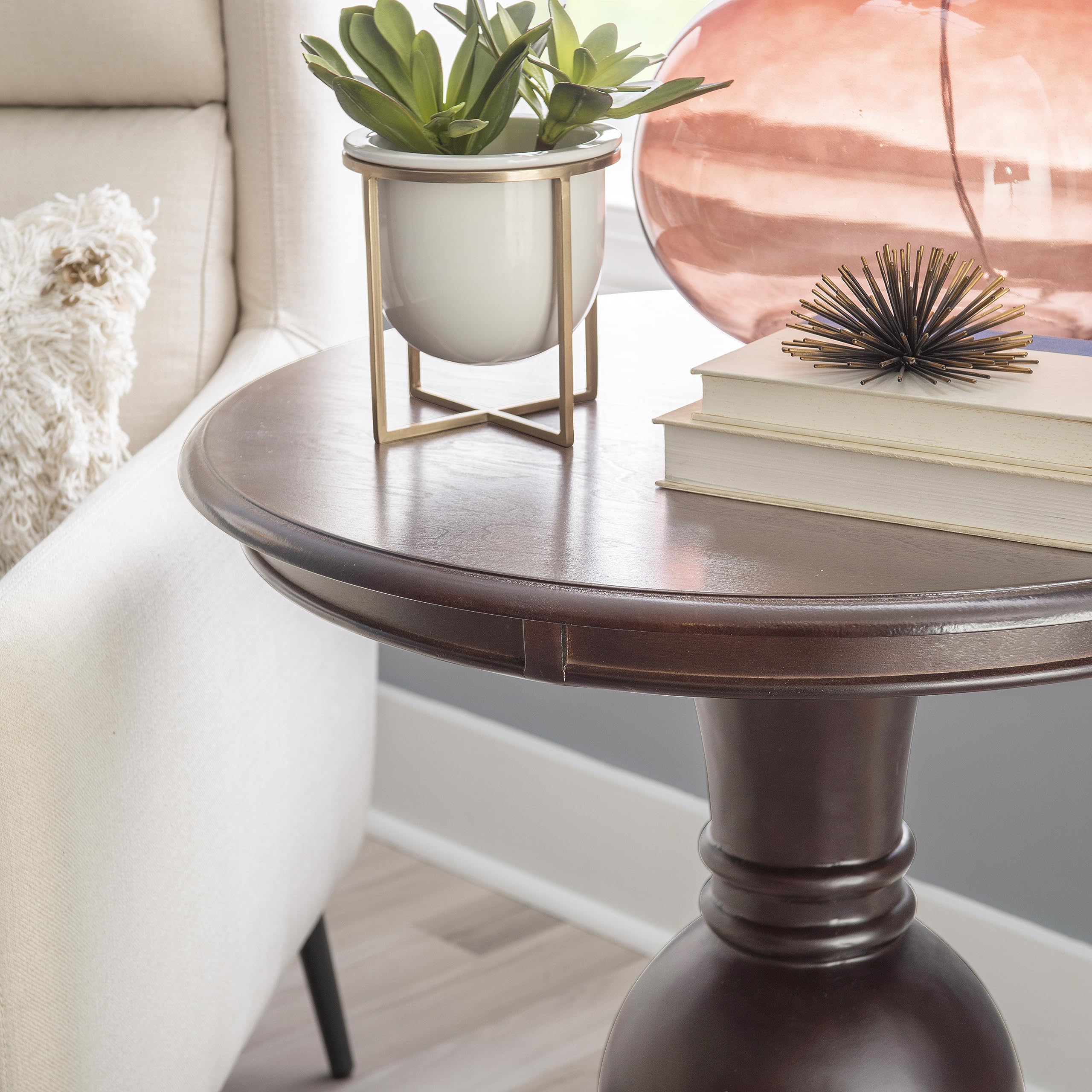 Powell 809-350 Round Accent Table Wood Espresso 26"H