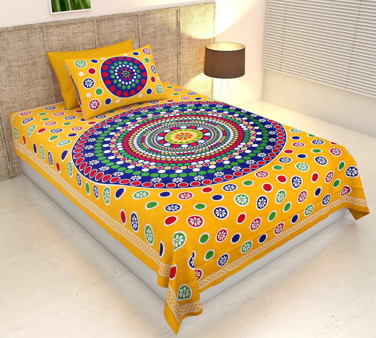 Home@shop We Believe in customers Satisfaction Comfort Cotton Rajasthani Traditional TC 144 Single Bed Printed Bedsheet with 1 P