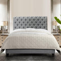 Rosevera Corrine Upholstered Bed Frame With Button Tufting Headboard/Adjustable Headboard/Rolled Head Headboard Bed Frame/Wood S