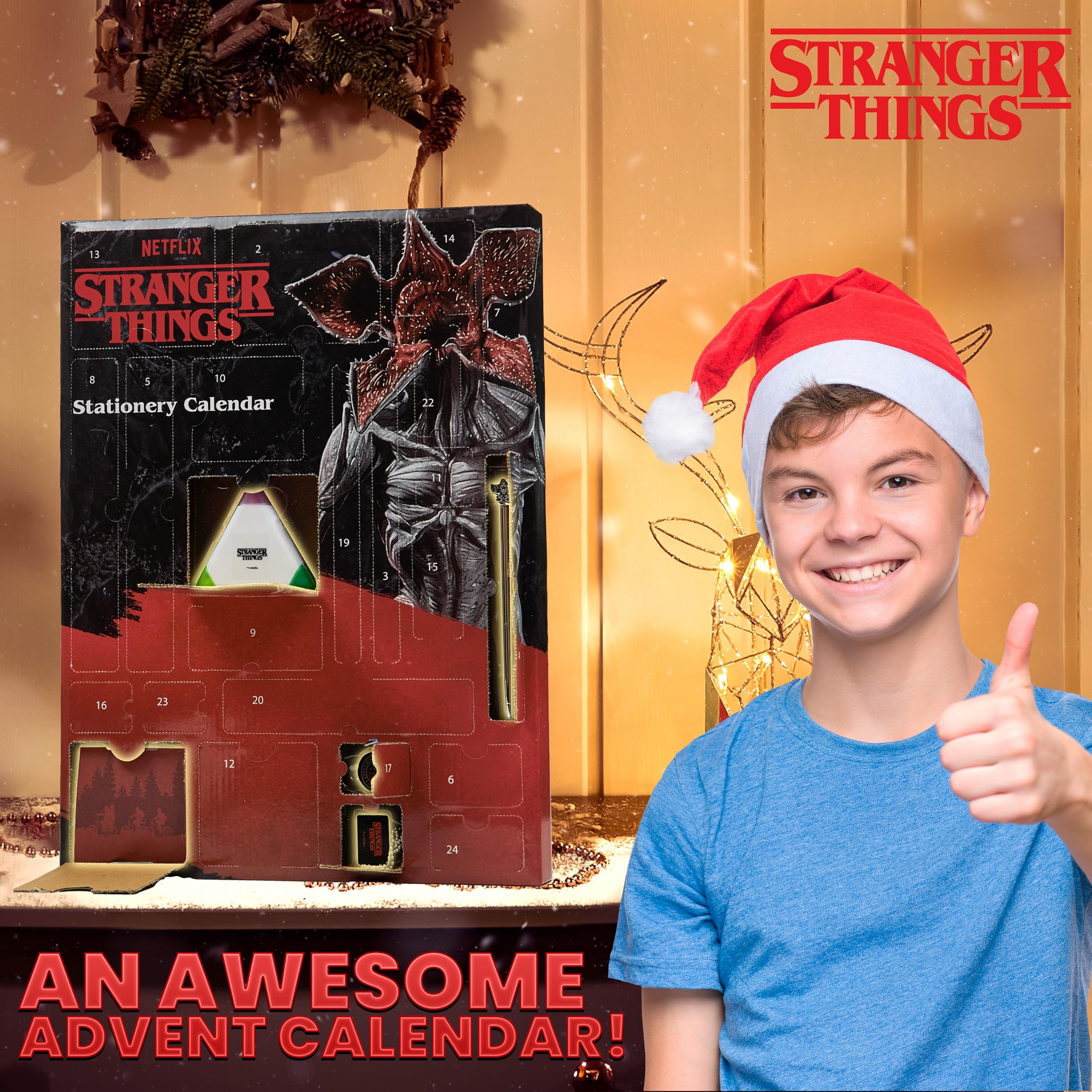 Stranger Things Advent Calendar 2024 - Stationery, Necklace, Keyrings, Stamps & Stickers - Multicolour - Model 968