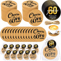 Sieral 50 Sets 60th Birthday Party Favors for Guests Cheers to 60 Years Anniversary Cork Coasters with Cards Twine and Organza G